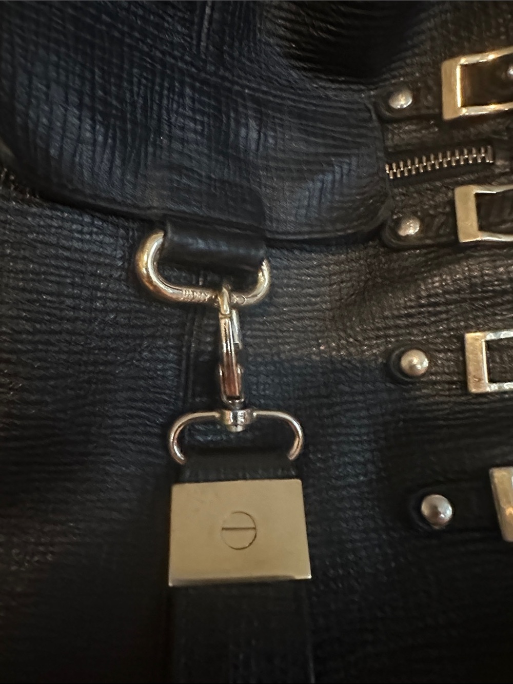 Jimmy Choo Bardia Black Leather Buckle-Accent Hobo Bag - Picture 4 of 10